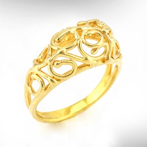 Unieke trouwring, gouden trouwring, verklaring trouwring, handgemaakte ontwerp ring, vrouwen trouwring, filigraan trouwring, gratis verzending