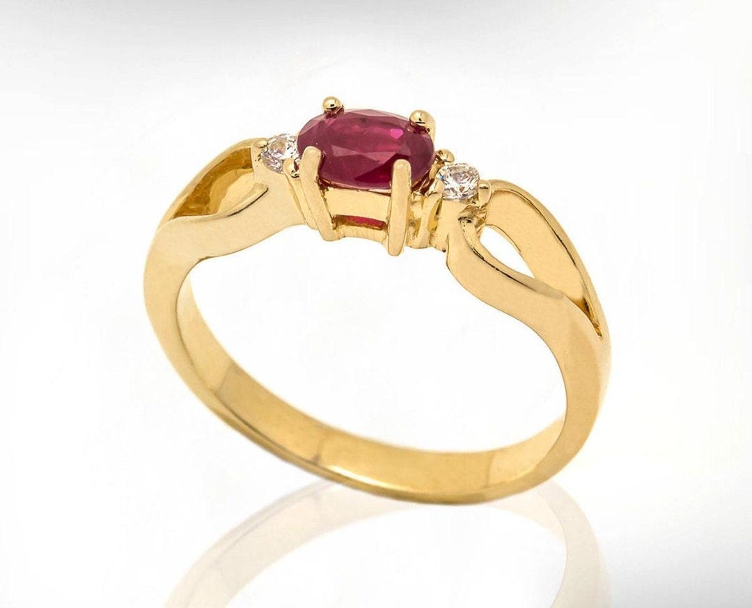 Ruby Diamond 14k Gold Engagement Ring, July Birthstone - Etsy