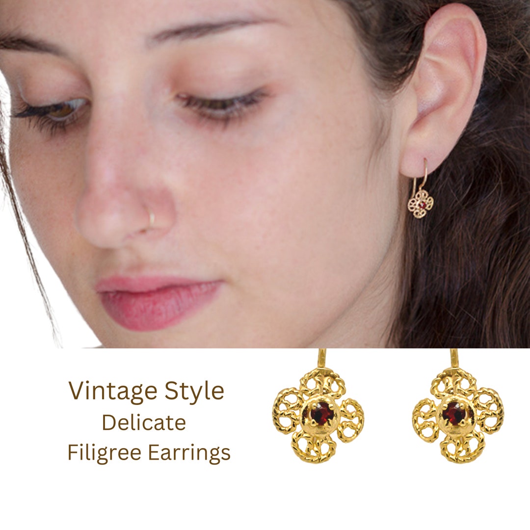 [wingbling] 14K Gold☆Flona natural embroidery Earrings E-1335front1080x1080_grande.
