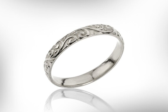 thin white gold mens wedding band