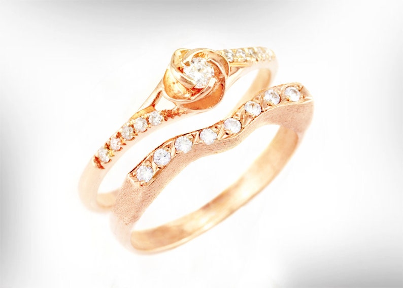 Flower Wedding Ring 14k/18k Gold and Diamonds Bridal Rings Etsy