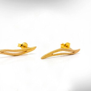 Handmade 9k Gold Stud Earrings, Fine Jewelry Gift