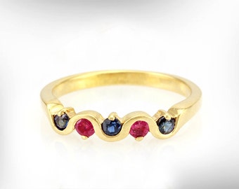 Family Birthstones, Ruby Birthstone Ring, July Birthstone Ring, Sapphire Birthstone Ring, September Birthstone, For Her, Stackable Ring,