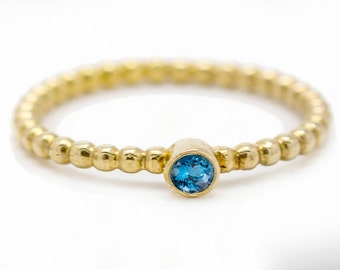 Blue-Topaz Ring, Gemstone Ring Gold, Stacking Ring, December Birthstone Ring, Dainty Ring for Her, Teen Girls Ring, Natural Stone Ring.