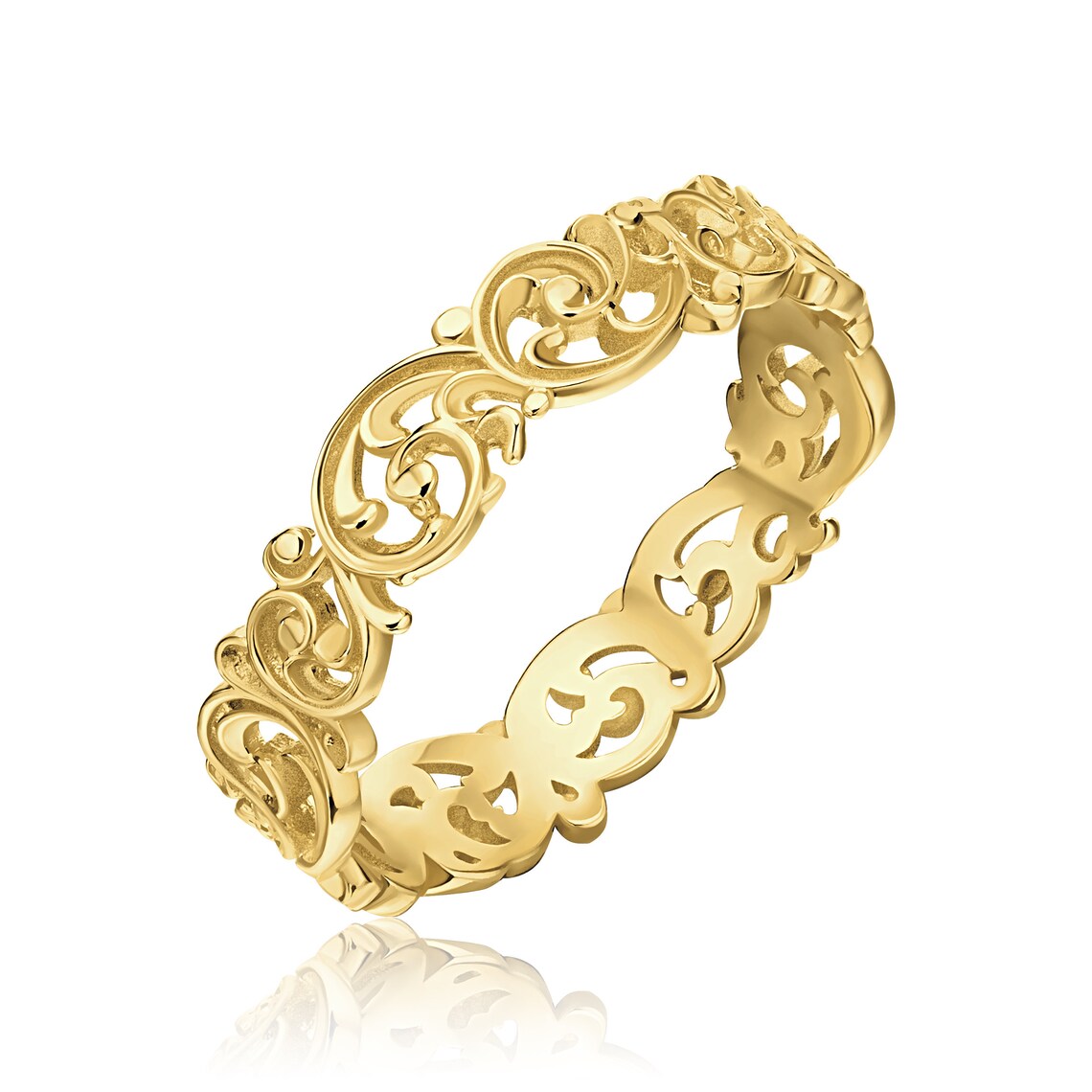 Women Wedding Ring Filigree Art Nouveau Unique 9k 14k 18k Etsy