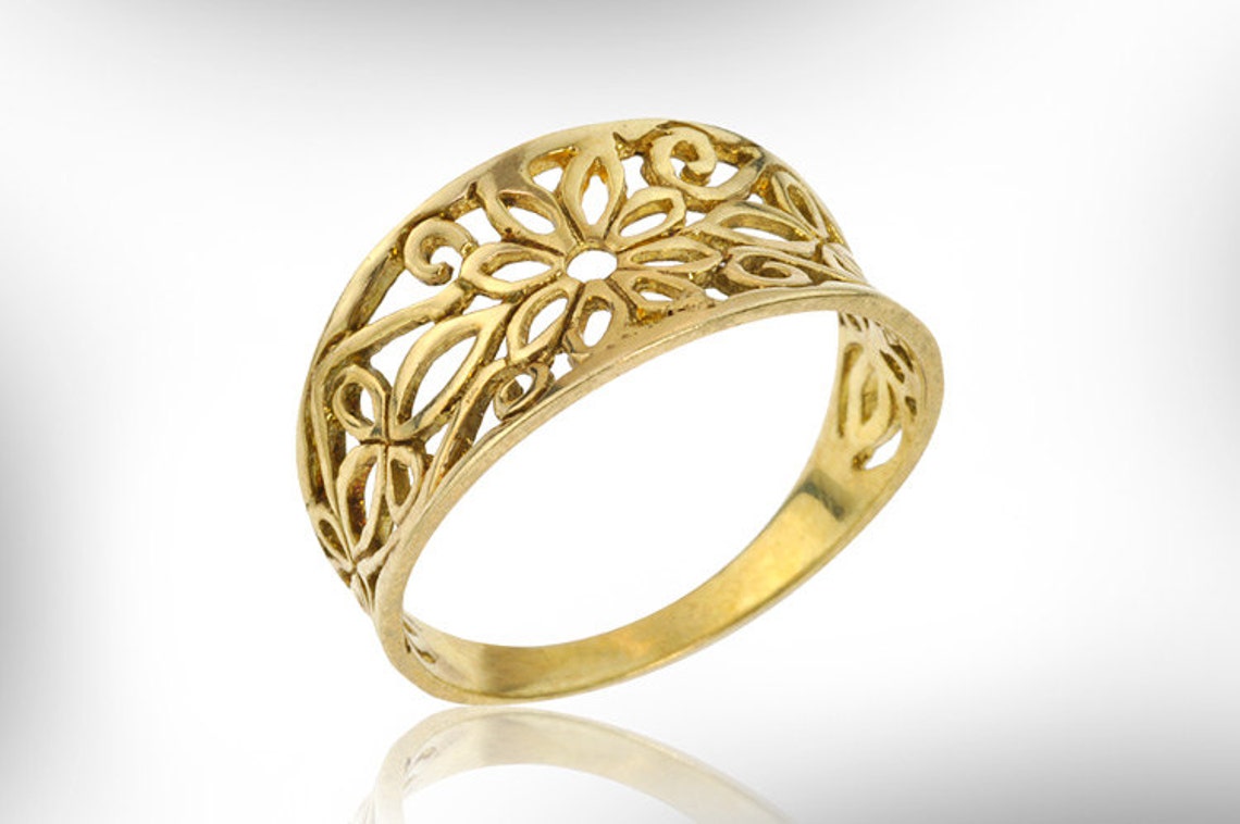 Gold Lace Ring Vintage Style Flower Ring for Women. Jewelry Etsy Israel