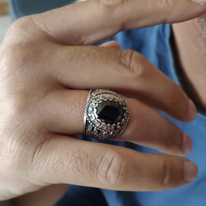 Israel Defence Symbol Ring for Soldier, Sterling Silver IDF icon Zahal Israel Army Black Onyx Ring.