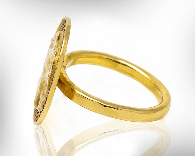 14k Solid Gold Ring Statement Ring for Women Etsy