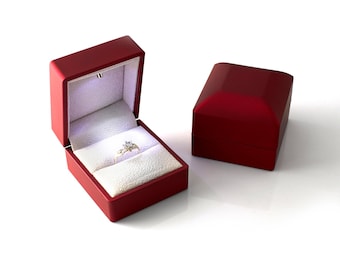 Scatola per anelli illuminata a LED, scatola per fidanzamento o proposta di matrimonio in velluto