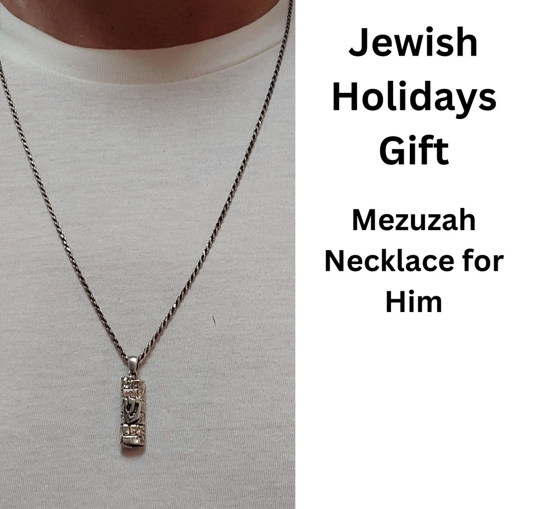 Unique Silver or Gold Mezuzah Pendant, Judaica Jewelry, Spiritual Necklace Gift, Silver