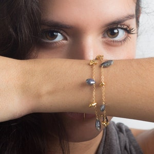 Labradorite Bracelet, Gold Filled Bracelet, Unique Women Bracelet, Labradorite Gemstones Bracelet, Trending Jewelry Gift, Bracelet Femme.