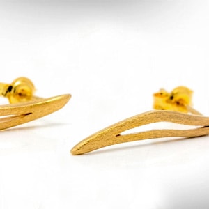 Handmade 9k Gold Stud Earrings, Fine Jewelry Gift