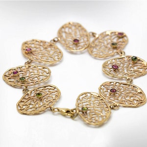 Delicate Gold Lace Bracelet, Tourmaline Birthstone Bracelet for Her, image 3