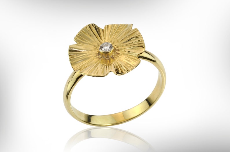 Flower Engagement Ring 14k 18k Gold Unique Engagement Ring Etsy