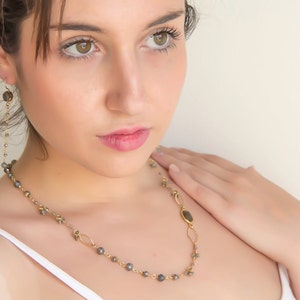Labradorite Necklace, Gemstone Necklace, Women Jewelry Gift, Elegant Necklace, Gift For Mom, Necklace for Her, Gold Necklace, Ready to Ship.