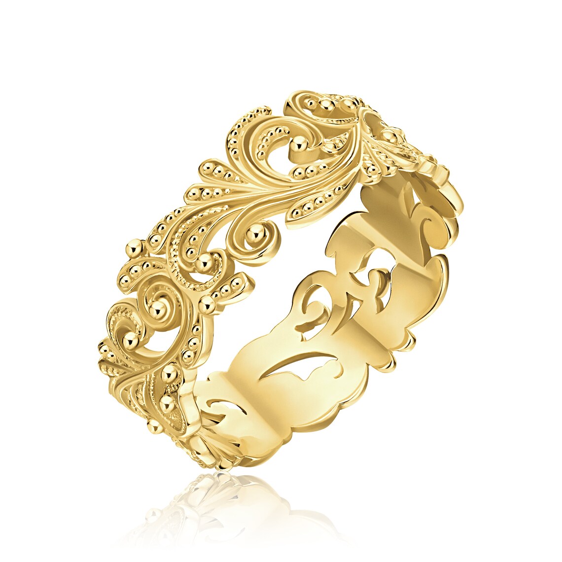 Women Wedding Ring Filigree Art Nouveau Unique 9k 14k 18k Etsy