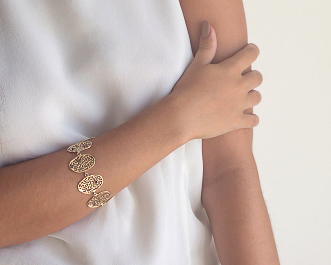 Delicate Gold Lace Bracelet Tourmaline Birthstone Bracelet Etsy UK