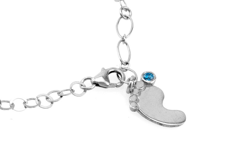 14k Gold and Baby Foot Birthstone Bracelet Baby Shower Gift Etsy