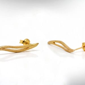 Handmade 9k Gold Stud Earrings, Fine Jewelry Gift