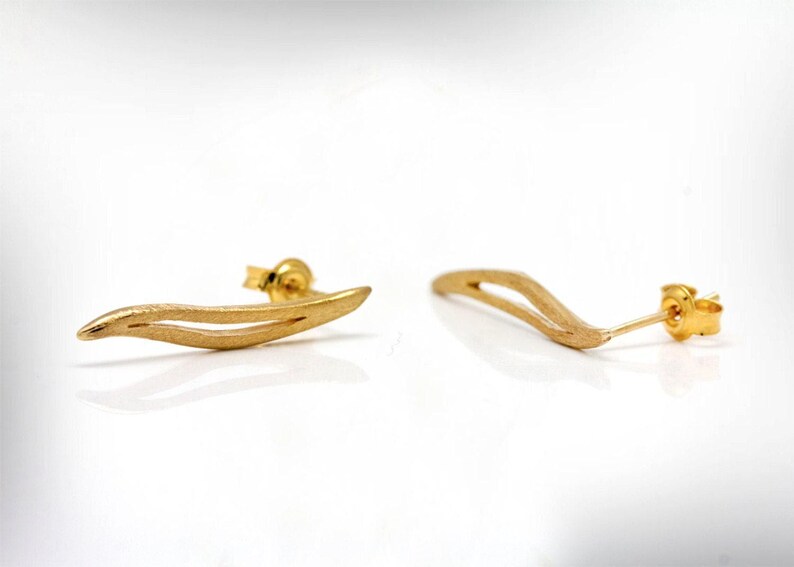 Handmade 9k Gold Stud Earrings, Fine Jewelry Gift