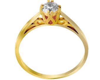 Art Deco 18k Gold Diamond Engagement Ring, Handmade Solitaire