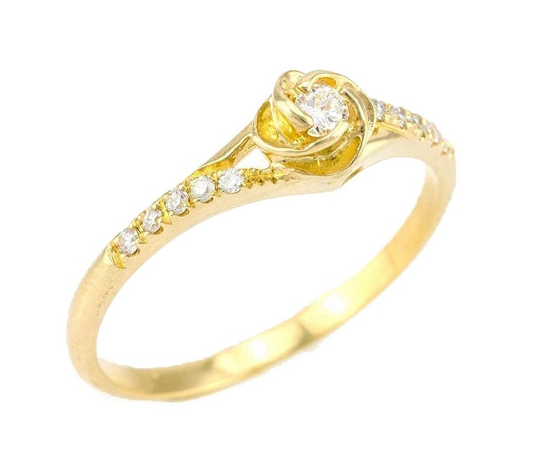 14k/18k Yellow Gold and Diamonds Engagement Ring Unique image 1