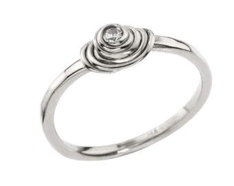 14k White Gold Diamond Knot Engagement Ring, Handmade