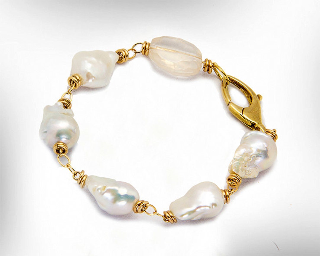 Women Freshwater Baroque Pearls Bracelet, June Birthstone