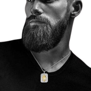 Colgante de criptomoneda Ethereum ETH, colgante de plata ETH 3D y oro de 14k, collar criptográfico de diseño original para hombres, regalo de joyería criptográfica unisex