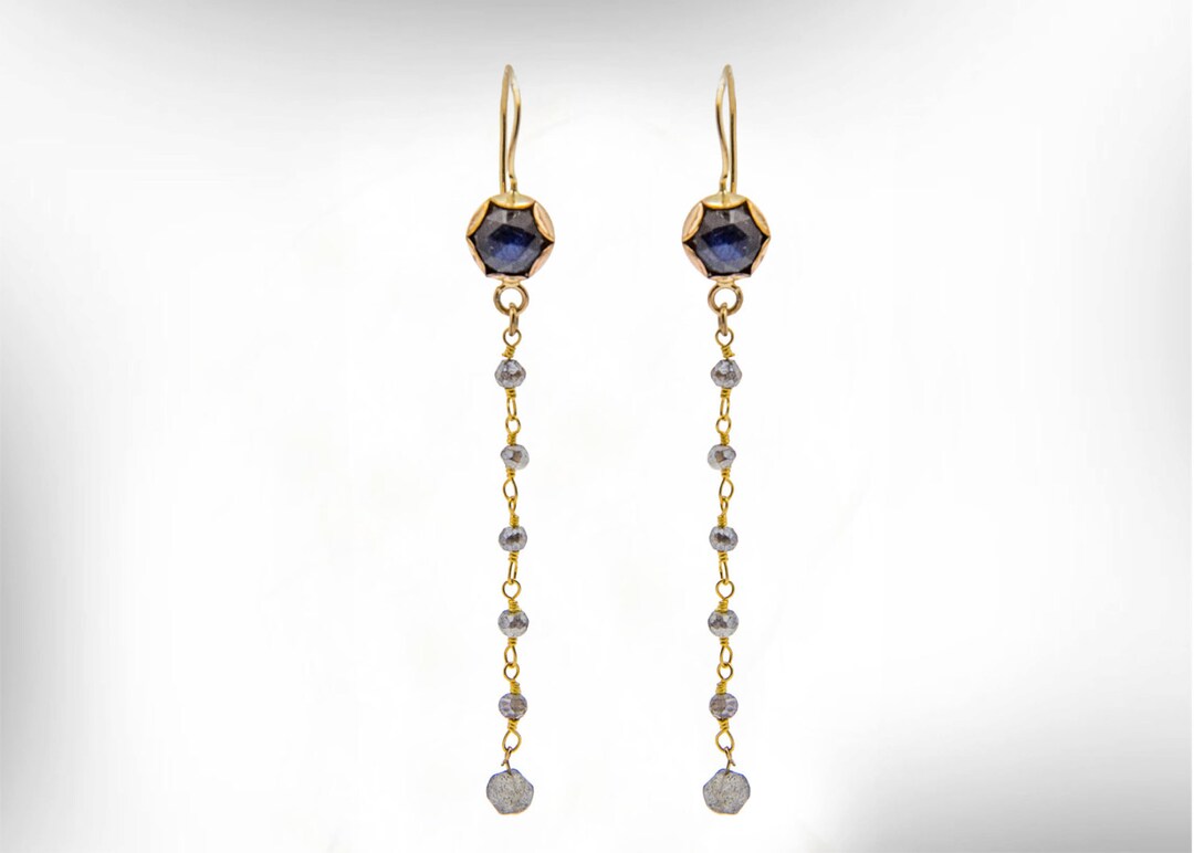 Labradorite Dangle Earrings Drop Beads Earrings Goldfilled - Etsy