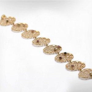 Delicate Gold Lace Bracelet, Tourmaline Birthstone Bracelet for Her, image 4