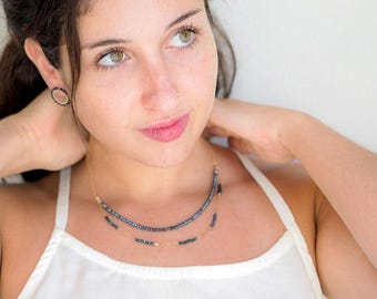 Women Gemstones Jewelry Set, Spinel Necklace and Earrings.