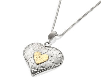 Valentinstag Geschenk für Sie Halskette, Romantische Schmuck Geschenke, Herz Halskette für Frauen Silber, Einzigartiger Herz Anhänger, Liebe Halskette für Sie.