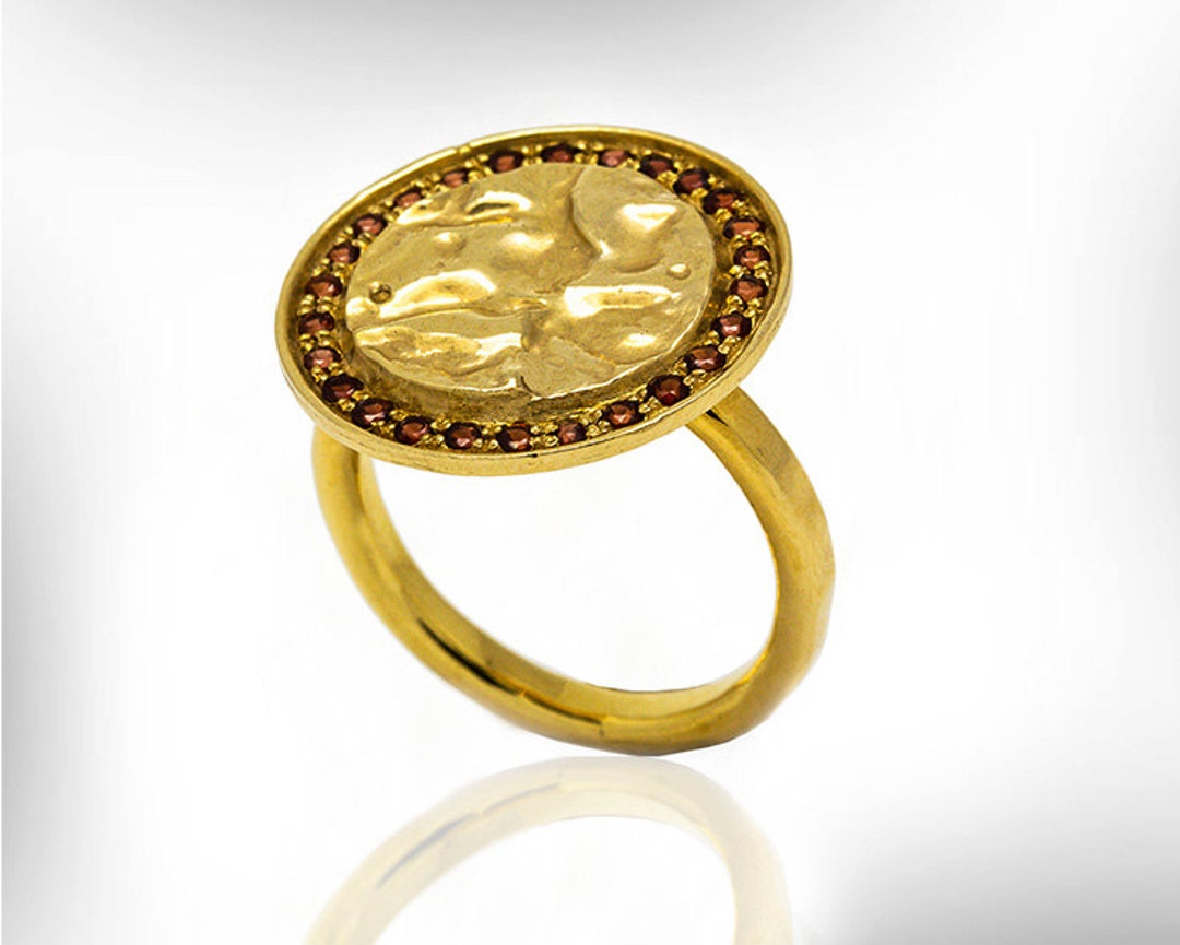 14k Solid Gold Ring Statement Ring for Women Etsy