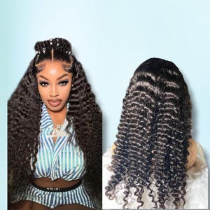28 Inch Deep Wave Lace Front Wigs Human Hair Pre Plucked 200 Density Curly Human Hair Wig HD Frontal Wigs Human Hair 13x6