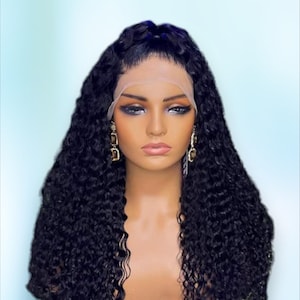 100% cheveux humains 22 pouces vague d'eau bouclés dentelle avant perruques pré-cueillies avec des cheveux de bébé perruque frontale de cheveux humains bouclés densité 150