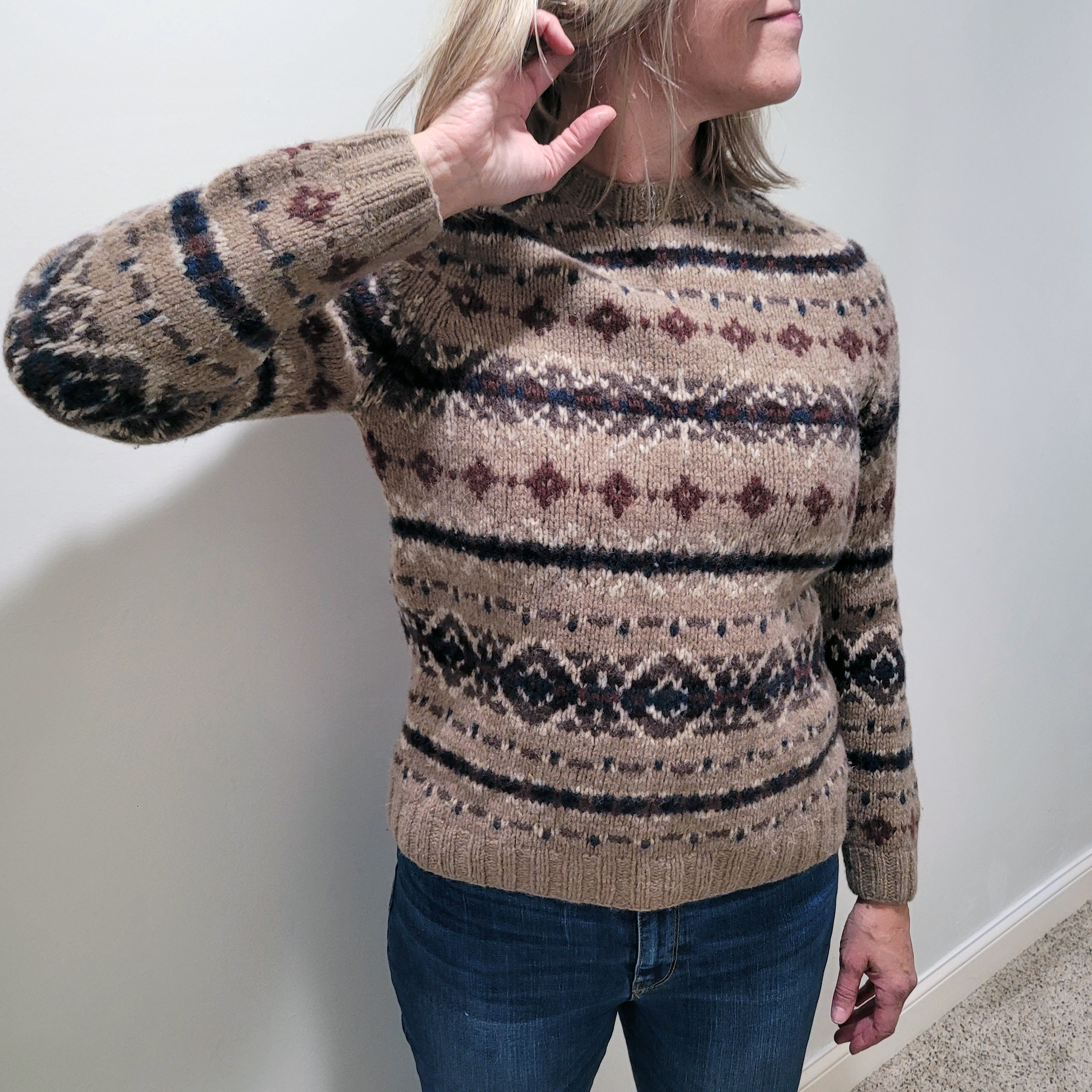 Lambswool Eddie Bauer Sweater Fair Isle 