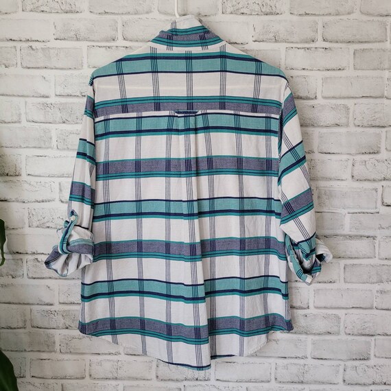 Vintage Women's Plaid Shirt - Blue Plaid Shirt - … - image 7