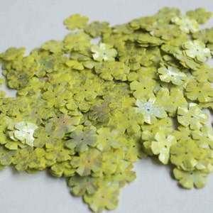 75 Lime green Silver Spray Effect Flower Sequins/KBSF421