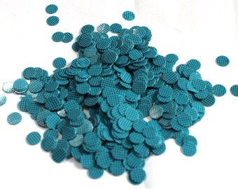 100 Lantejoulas Azuis/ Redondas/Textura com Bolinhas Pretas/ PRS562