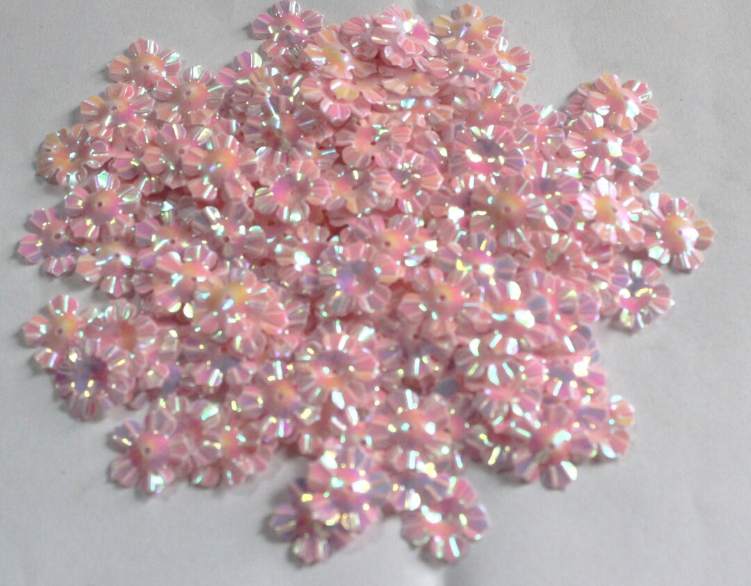 100 Glossy / Rainbow Effect/ Light Pink Color /flower Sequins/ - Etsy