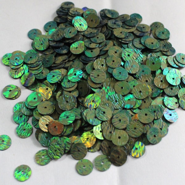 Green Blue mix shade, Round Sequins for embroidery, Textured finish, Size 8mm, 5 grams (approx 200 pieces), Code-KRS653