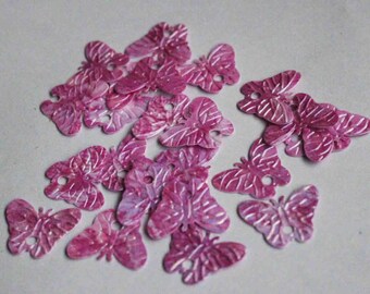 100 Butterfly Sequins/Matte Textured Pink Color /Code PIS209