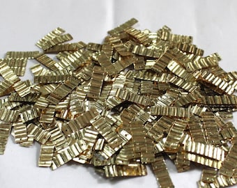 Couleur dorée, forme rectangle, paillettes pour embellissements, broderie, 100 pièces (5 grammes), code-KBRGS608