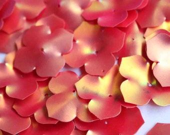 25 flower sequins......Red Golden effect flower/KBBF480