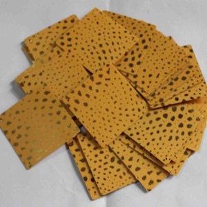 Mustard color , Square shape Sequins for crafts , Shiny ,Sprinkle finish, Size 40mm, 10 grams (approx 12 pieces). Code-PSS626