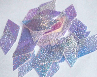 25 Metallic Polygon Diamond Shape GlitteringTextured Rainbow Effect White Color Sequins / PPS518