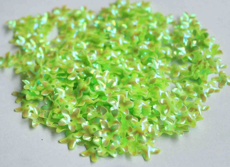 100 Rainbow Neon Lime Green Color Flower sequins/KBSF412 image 1