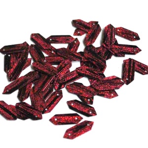 75 Pailletten / Sechseck-Form / Metallic-Wein und Schwarz Strukturdruck / PPS532 / Stickerei / Verzierung