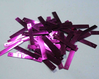 25 Lantejoulas Retangulares Metálicas / Cor Rosa Fúcsia / KBRGS310